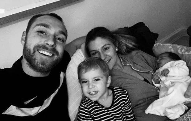 Dorthe Eriksen son Christian Eriksen with his partner and children.